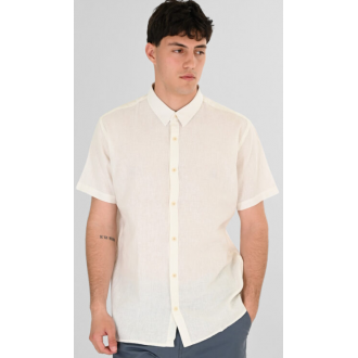Rebase Linen Blend Shirts with Standard Collar and Short Sleeves 261RGS-5174 linen white