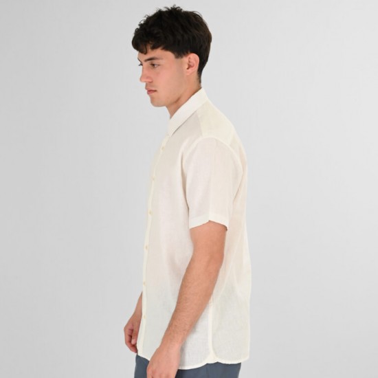 Rebase Linen Blend Shirts with Standard Collar and Short Sleeves 261RGS-5174 linen white Rebase Linen Blend Shirts with Standard Collar and Short Sleeves 261RGS-5174 linen white