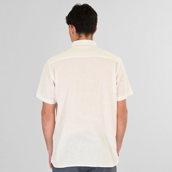 Rebase Linen Blend Shirts with Standard Collar and Short Sleeves 261RGS-5174 linen white Rebase Linen Blend Shirts with Standard Collar and Short Sleeves 261RGS-5174 linen white