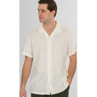 Rebase Shirts with Short Sleeves Special Fabric Relaxed Fit 261RGS-5156 WHITE