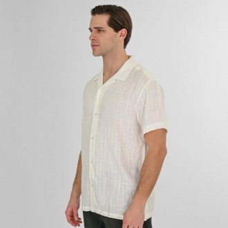 Rebase Shirts with Short Sleeves Special Fabric Relaxed Fit 261RGS-5156 WHITE Rebase Shirts with Short Sleeves Special Fabric Relaxed Fit 261RGS-5156 WHITE