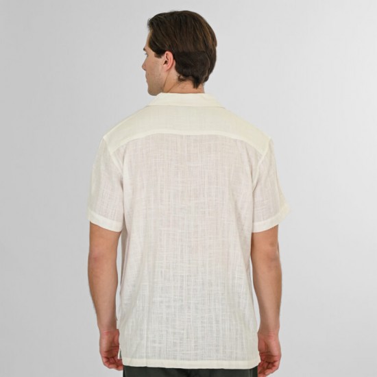 Rebase Shirts with Short Sleeves Special Fabric Relaxed Fit 261RGS-5156 WHITE Rebase Shirts with Short Sleeves Special Fabric Relaxed Fit 261RGS-5156 WHITE