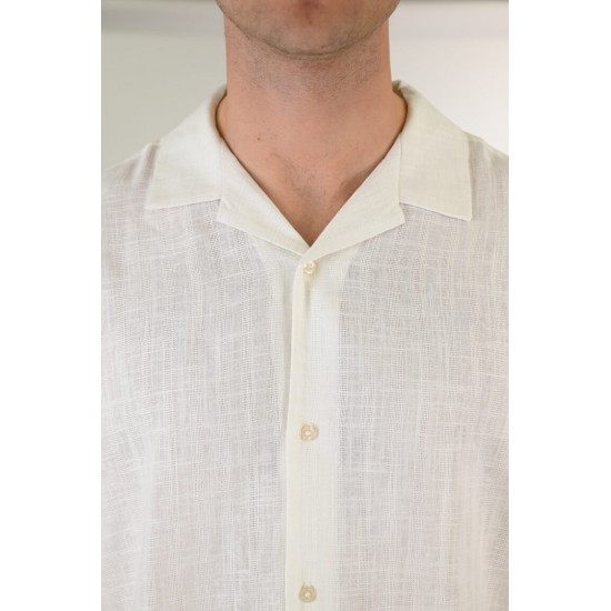 Rebase Shirts with Short Sleeves Special Fabric Relaxed Fit 261RGS-5156 WHITE Rebase Shirts with Short Sleeves Special Fabric Relaxed Fit 261RGS-5156 WHITE