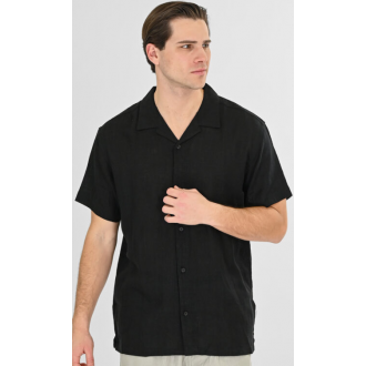 Rebase Shirts with Short Sleeves Special Fabric  Relaxed Fit 261RGS-5156 BLACK