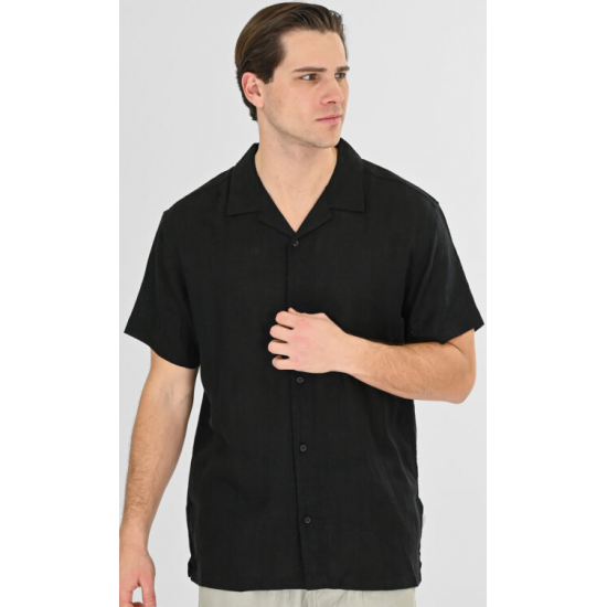 Rebase Shirts with Short Sleeves Special Fabric Relaxed Fit 261RGS-5156 BLACK Rebase Shirts with Short Sleeves Special Fabric Relaxed Fit 261RGS-5156 BLACK