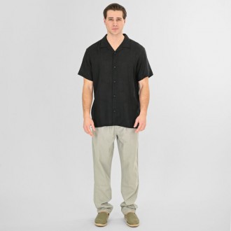 Rebase Shirts with Short Sleeves Special Fabric Relaxed Fit 261RGS-5156 BLACK Rebase Shirts with Short Sleeves Special Fabric Relaxed Fit 261RGS-5156 BLACK