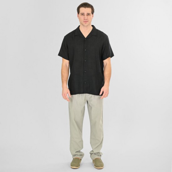 Rebase Shirts with Short Sleeves Special Fabric Relaxed Fit 261RGS-5156 BLACK Rebase Shirts with Short Sleeves Special Fabric Relaxed Fit 261RGS-5156 BLACK