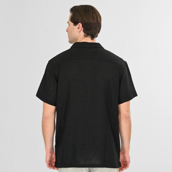 Rebase Shirts with Short Sleeves Special Fabric Relaxed Fit 261RGS-5156 BLACK Rebase Shirts with Short Sleeves Special Fabric Relaxed Fit 261RGS-5156 BLACK
