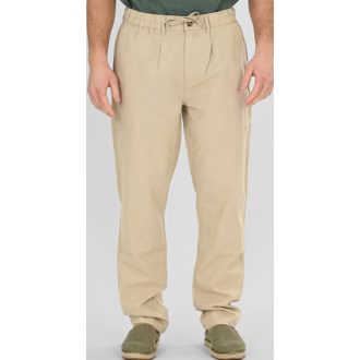 Rebase Chinos Linen Blend Pants with Elastic Waistband 261RCP-4090 lt beige