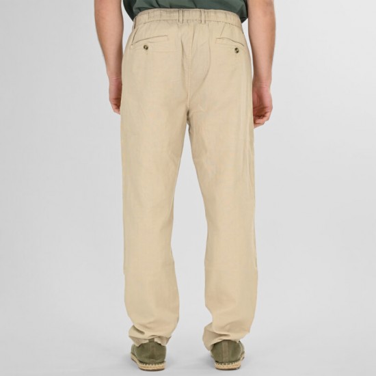Rebase Chinos Linen Blend Pants with Elastic Waistband 261RCP-4090 lt beige Rebase Chinos Linen Blend Pants with Elastic Waistband 261RCP-4090 lt beige