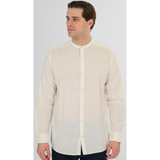 Rebase Linen Shirts with Mao Collar and Long Sleeves 261RGS-5172 linen white Rebase Linen Shirts with Mao Collar and Long Sleeves 261RGS-5172 linen white