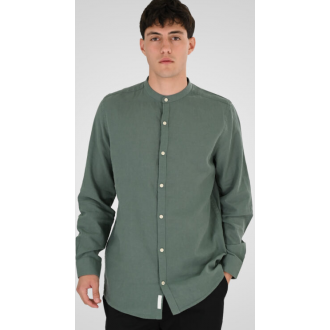 Rebase Linen Shirts with Mao Collar and Long Sleeves 261RGS-5172 palm green