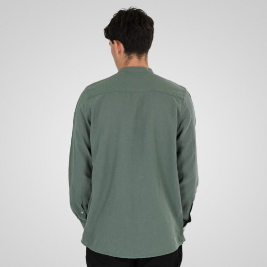 Rebase Linen Shirts with Mao Collar and Long Sleeves 261RGS-5172 palm green Rebase Linen Shirts with Mao Collar and Long Sleeves 261RGS-5172 palm green