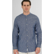 Rebase Linen Shirts with Mao Collar and Long Sleeves 261RGS-5172B blue melange Rebase Linen Shirts with Mao Collar and Long Sleeves 261RGS-5172B blue melange