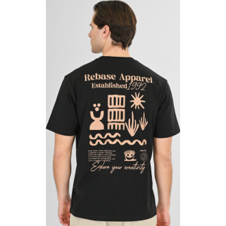 Rebase T-Shirt Front-Back Printed Relaxed Fit 261RTS-9099 BLACK