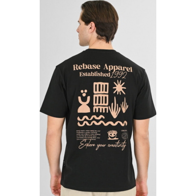 Rebase T-Shirt Front-Back Printed Relaxed Fit 261RTS-9099 BLACK Rebase T-Shirt Front-Back Printed Relaxed Fit 261RTS-9099 BLACK