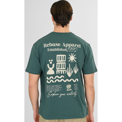 Rebase T-Shirt Front-Back Printed Relaxed Fit 261RTS-9099 PESTO Rebase T-Shirt Front-Back Printed Relaxed Fit 261RTS-9099 PESTO