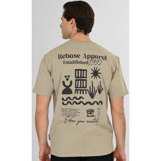 Rebase T-Shirt Front-Back PrintedRelaxed Fit 261RTS-9099 STONE BEIGE
