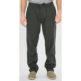 Rebase Chinos Linen Blend Pants with Elastic Waistband 261RCP-4090 midnight moss