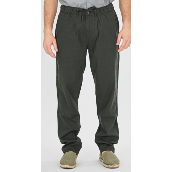 Rebase Chinos Linen Blend Pants with Elastic Waistband 261RCP-4090 midnight moss Rebase Chinos Linen Blend Pants with Elastic Waistband 261RCP-4090 midnight moss