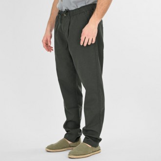 Rebase Chinos Linen Blend Pants with Elastic Waistband 261RCP-4090 midnight moss Rebase Chinos Linen Blend Pants with Elastic Waistband 261RCP-4090 midnight moss