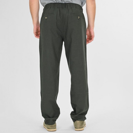 Rebase Chinos Linen Blend Pants with Elastic Waistband 261RCP-4090 midnight moss Rebase Chinos Linen Blend Pants with Elastic Waistband 261RCP-4090 midnight moss