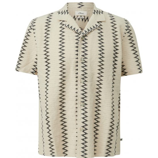 S.Oliver Patterned crochet lace shirt in a resort fit with button placket 2179103-99X0 S.Oliver Patterned crochet lace shirt in a resort fit with button placket 2179103-99X0
