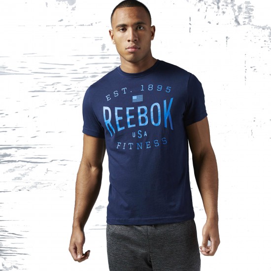 Reebok USA Brand Graphic Tee Collegiate Navy AJ265 Reebok USA Brand Graphic Tee Collegiate Navy AJ265